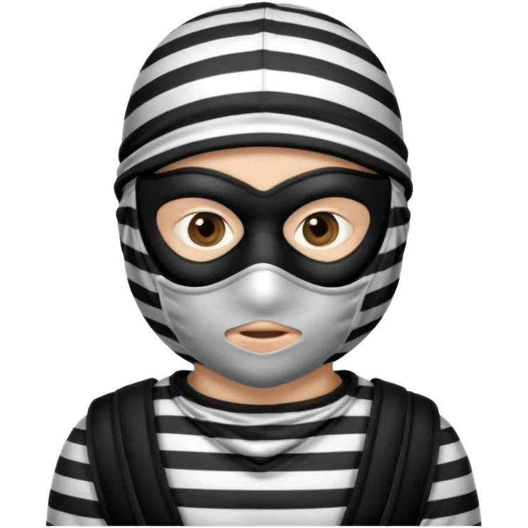 burglar with mask and black white clothes emoji