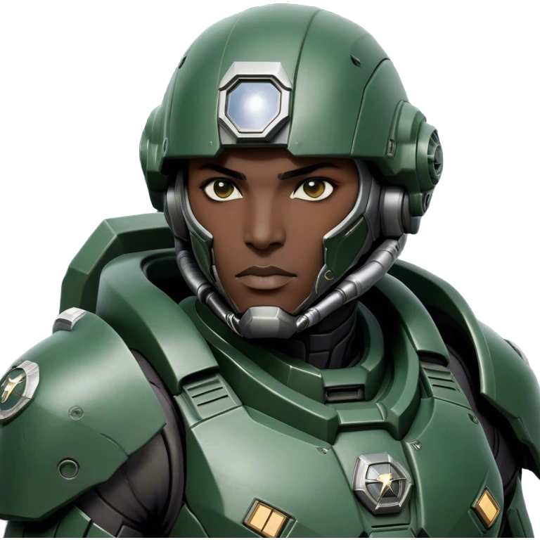 Cinematic Realistic StarCraft Terran Marine Portrait, depicted with rugged determination and futuristic military precision. Clad in advanced, intricately detailed tactical armor in consistent dark green and grey hues, his steely eyes and determined features exude unwavering resolve. Rendered with lifelike texture and dynamic, high-contrast lighting, high shine, noble and disciplined, capturing the essence of a legendary Terran Marine poised for interstellar battle. emoji