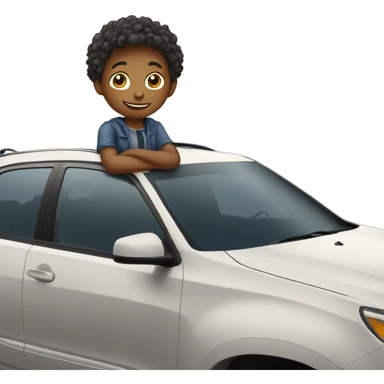 Kid standing on car roof emoji