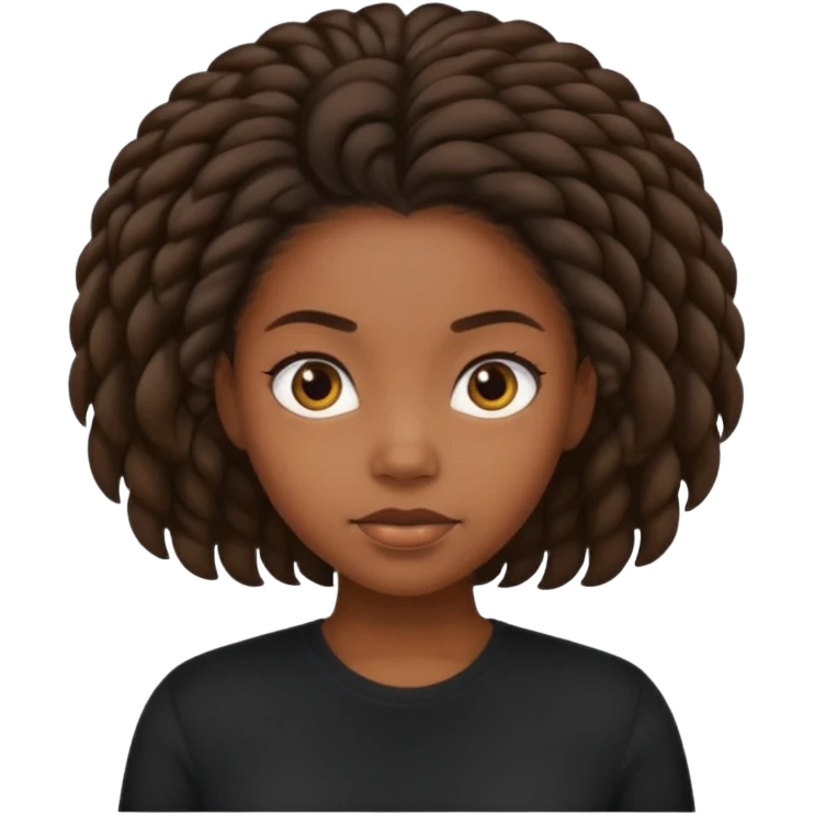 A black girl with coiled hair and she is wearing a black shirt  emoji