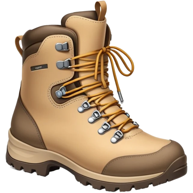 beige hiking boots with Gore-Tex waterproof technology emoji