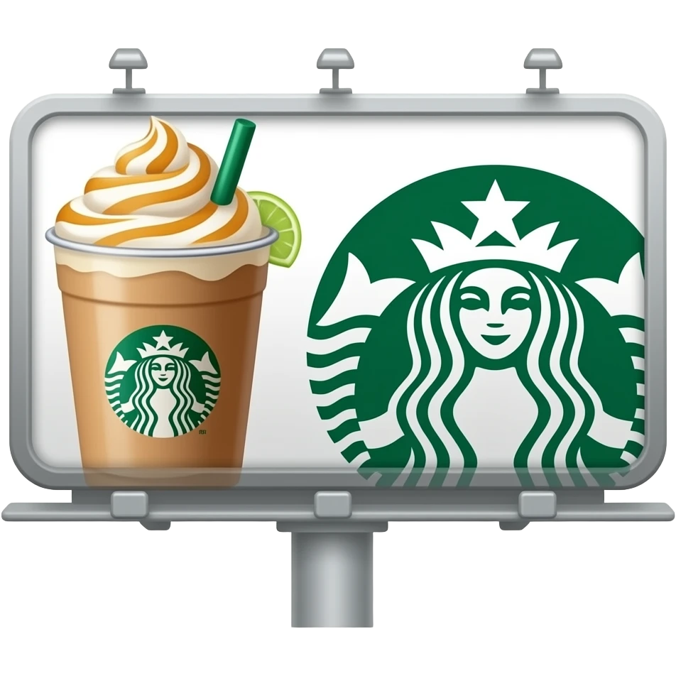 Starbucks new drink advert on a billboard no background emoji