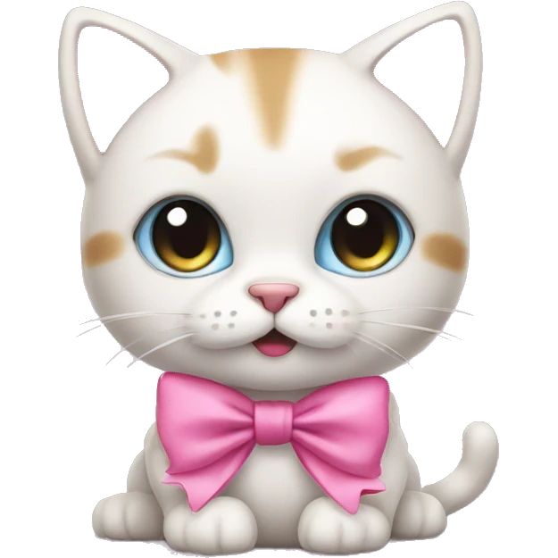 Cute cat with pink bow emoji