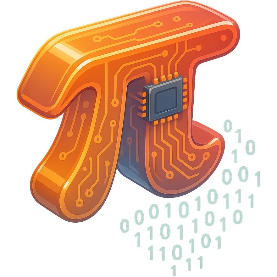  combine the π (pi) math symbol, binary code emerging from it. emoji