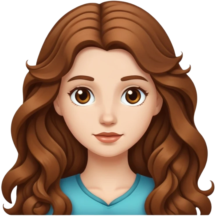 White girl with long wavy brown hair emoji