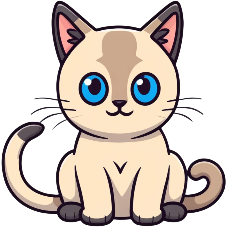 A siamese cat with blue eyes, laying down emoji