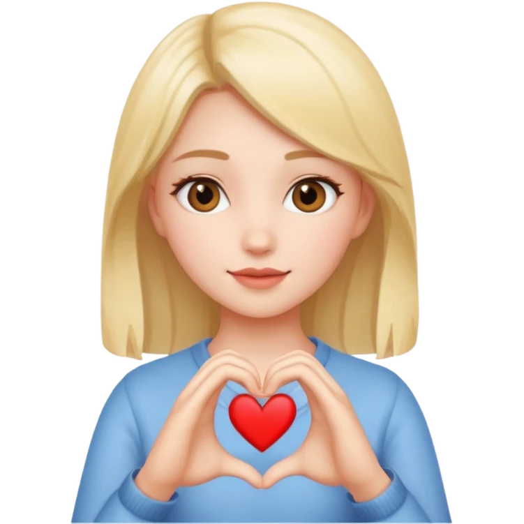 A pretty girl making a heart shape with her hands emoji