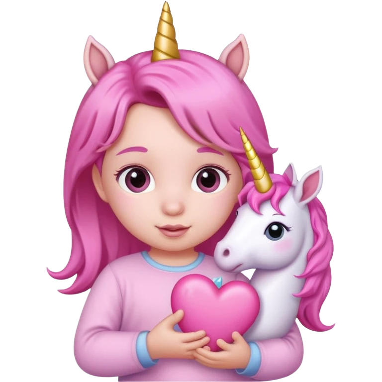 Kalp tutan bebek pembe unicorun emoji