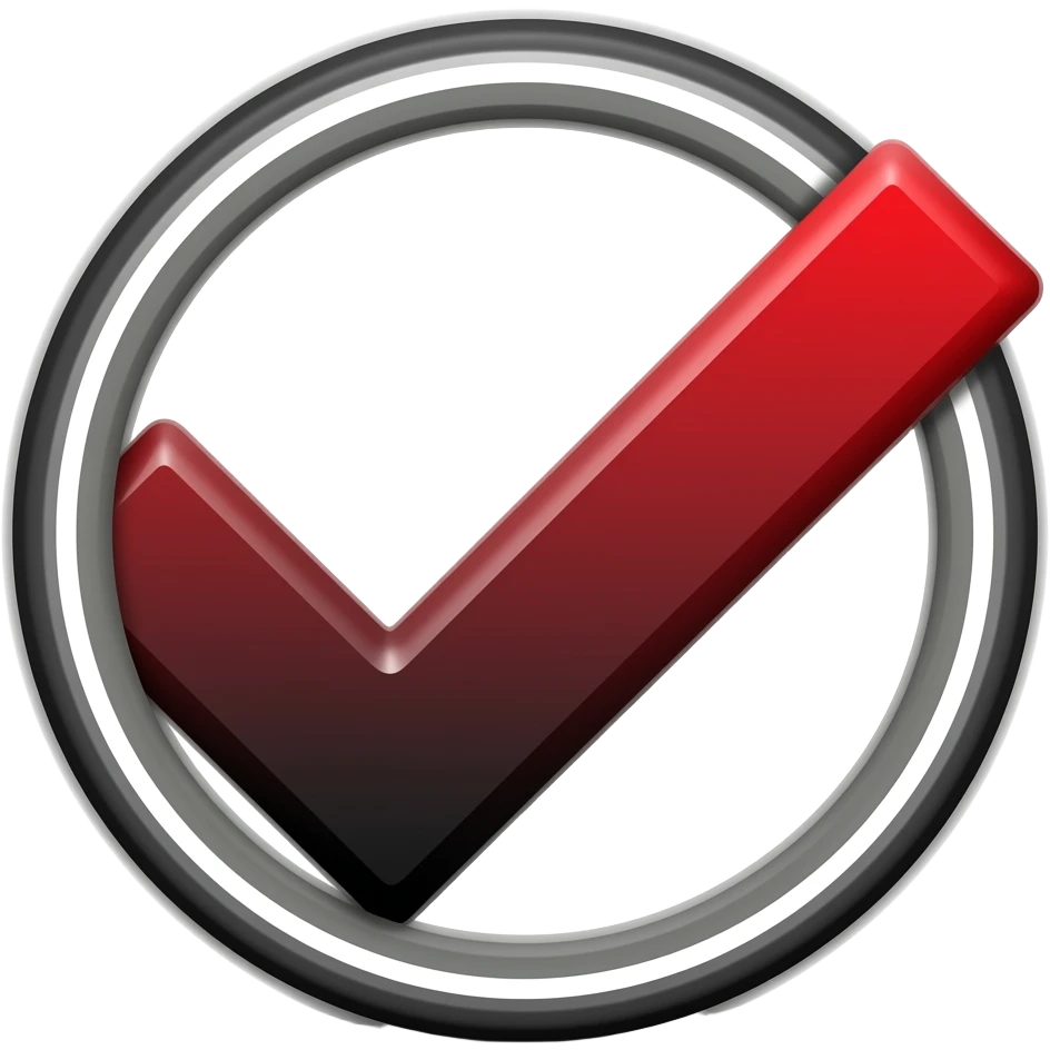 Make a check mark with a red and black gradient emoji