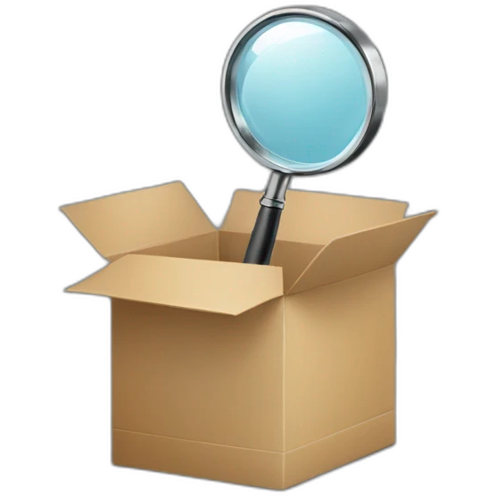 a magnifying glass in front of an empty box emoji