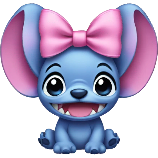 Stitch wearing pink bow emoji