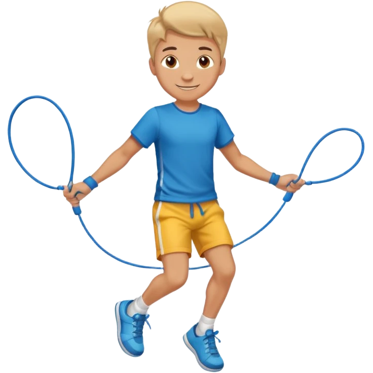 Boy with Skipping Rope on feet pose emoji