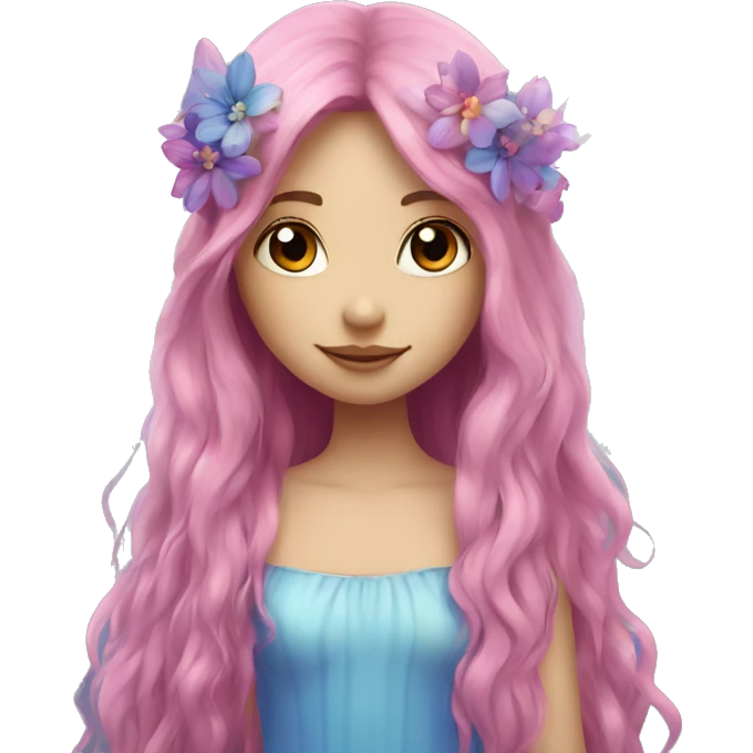 Beautiful, flower, fairy, pink, blue, purple, long hair emoji