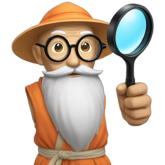 master roshi with a magnifying glass emoji