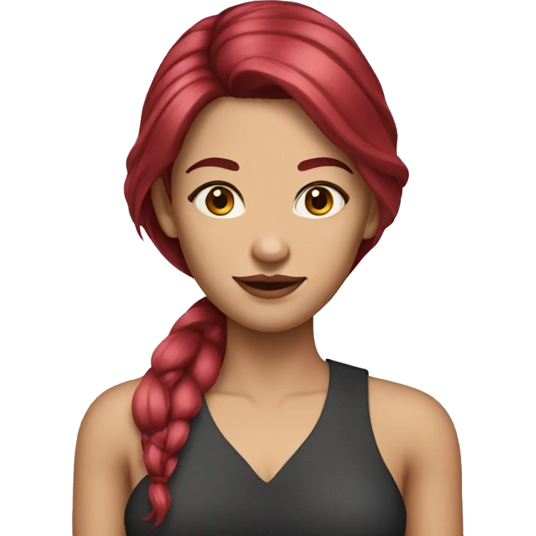 woman with long straight and ruby hair down and white skin emoji