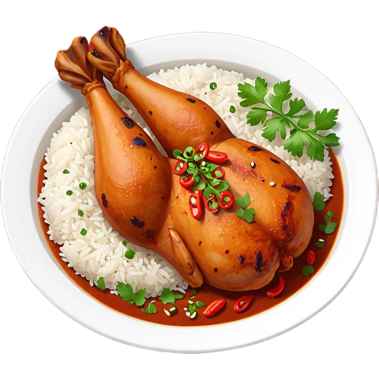 chickenwhole leg fry with  tandoori red masala rice emoji