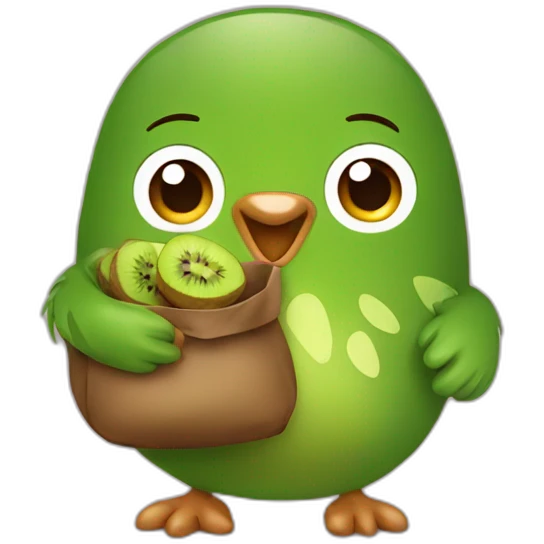Cute kiwi holding totebag emoji