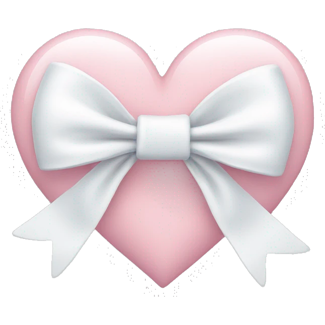 Pastel pink heart with white bow emoji