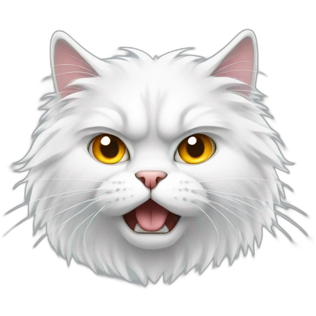 white angry fluffy cat with different eyes emoji