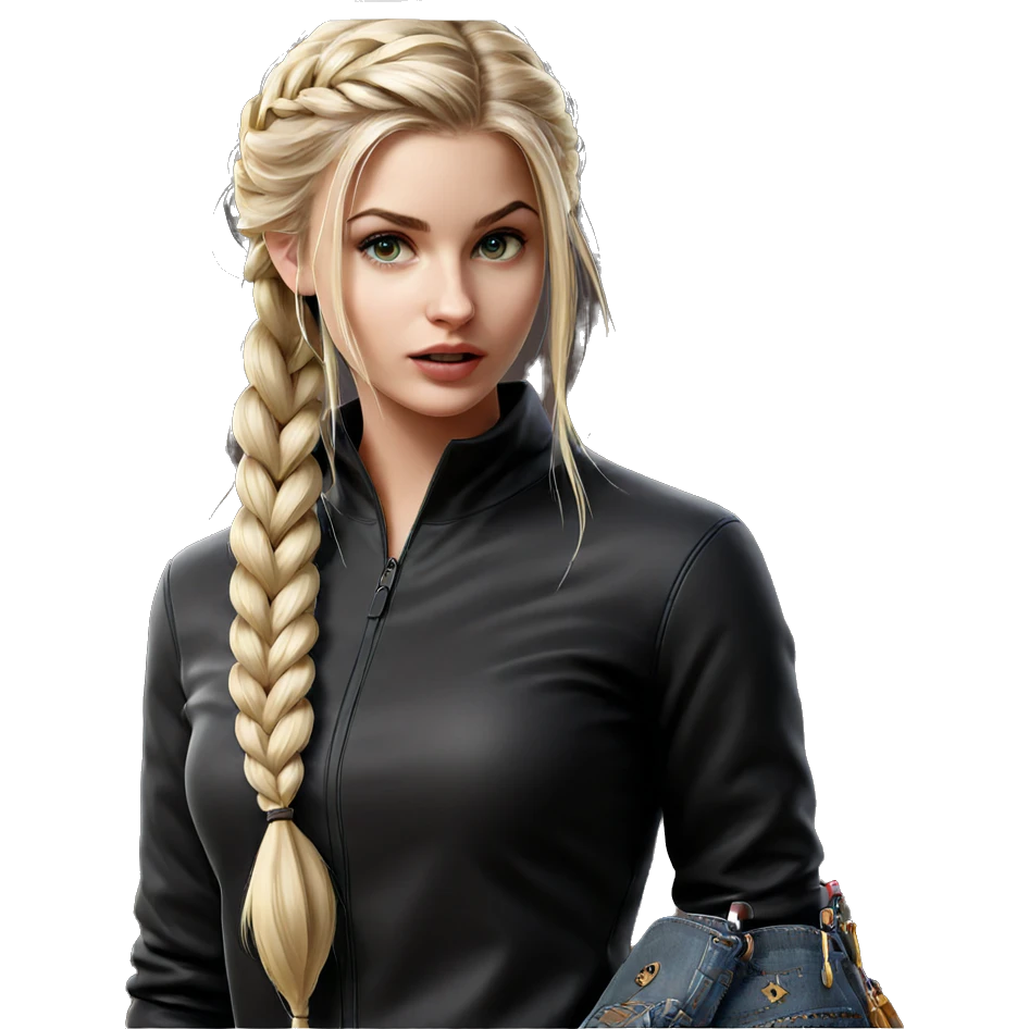 blonde girl with braid emoji