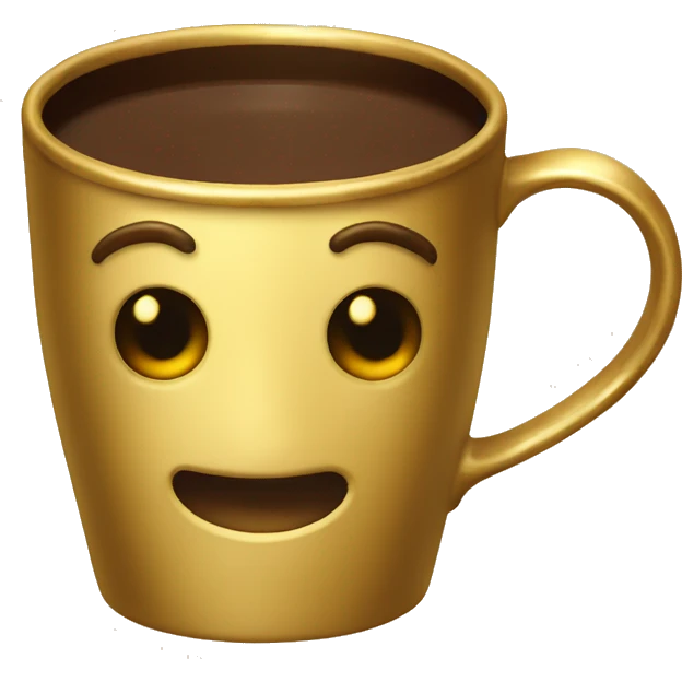 vintage Gold mug of coffe emoji