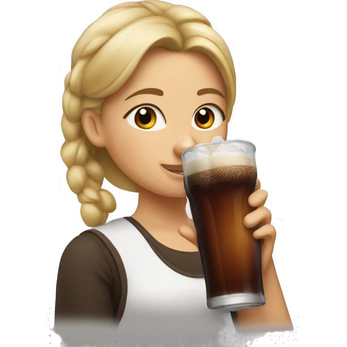 Girl chugging a glass of root beer emoji