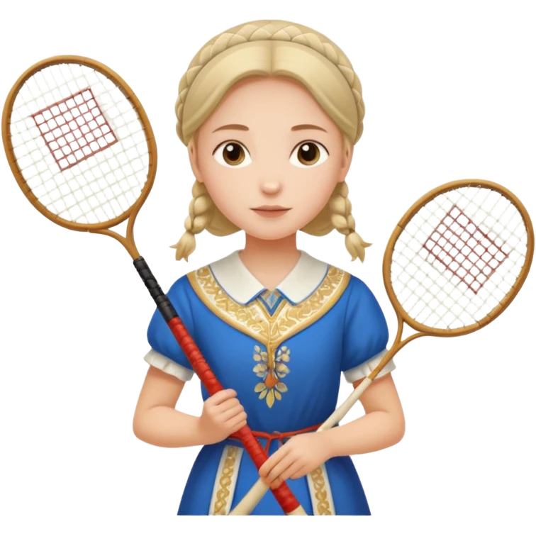 ancient russia girl with 1 badminton racket emoji