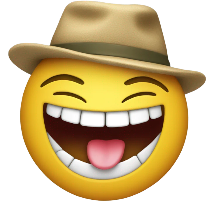 smiley face biting lip with backwards hat emoji