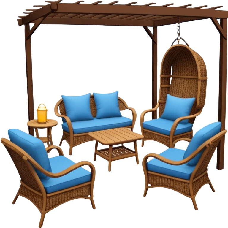 Patio with chairs and couch emoji