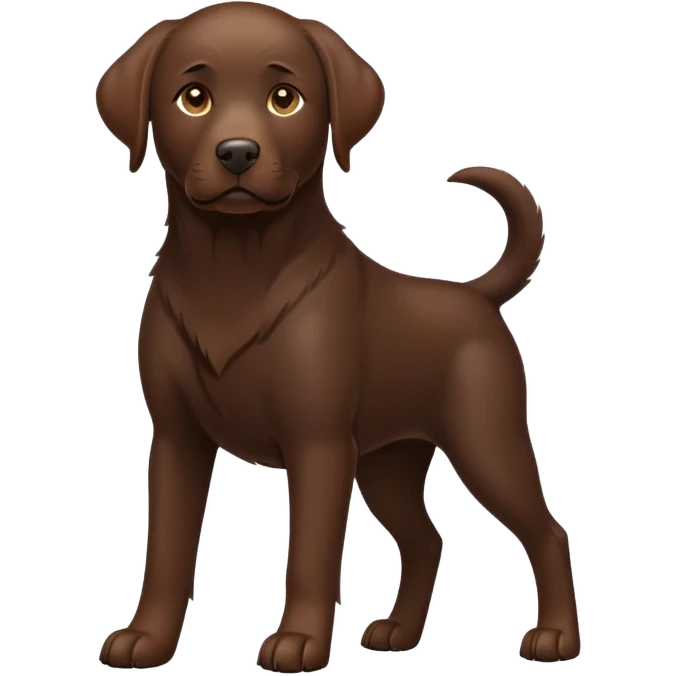 Dark brown Labrador with hazel eyes standing emoji
