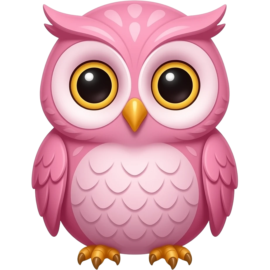a cute, detailed pink owl emoji