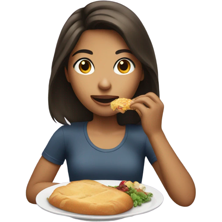 a brunette girl eating emoji