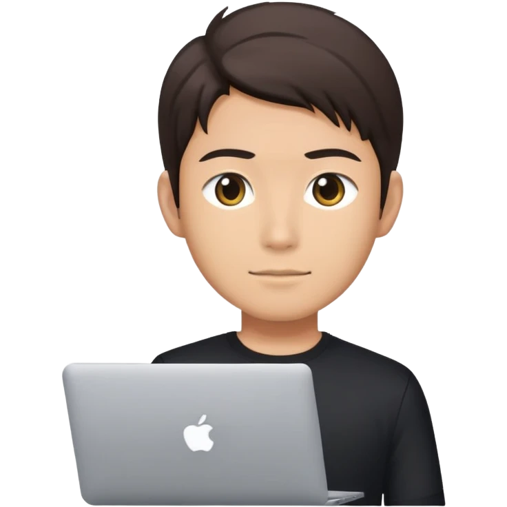 japanese handsome software engineer with macbook emoji