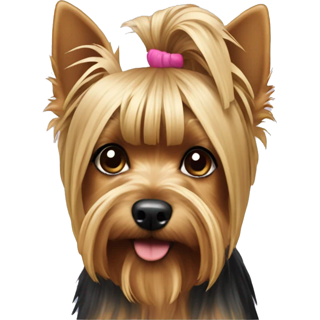 Yorkshire Terrier with a ponytail on his head  emoji