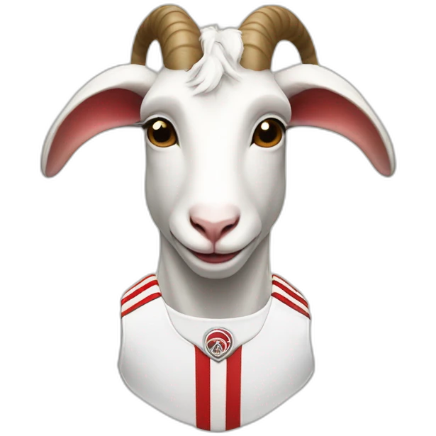 A goat in a white uniform and red stripes  emoji