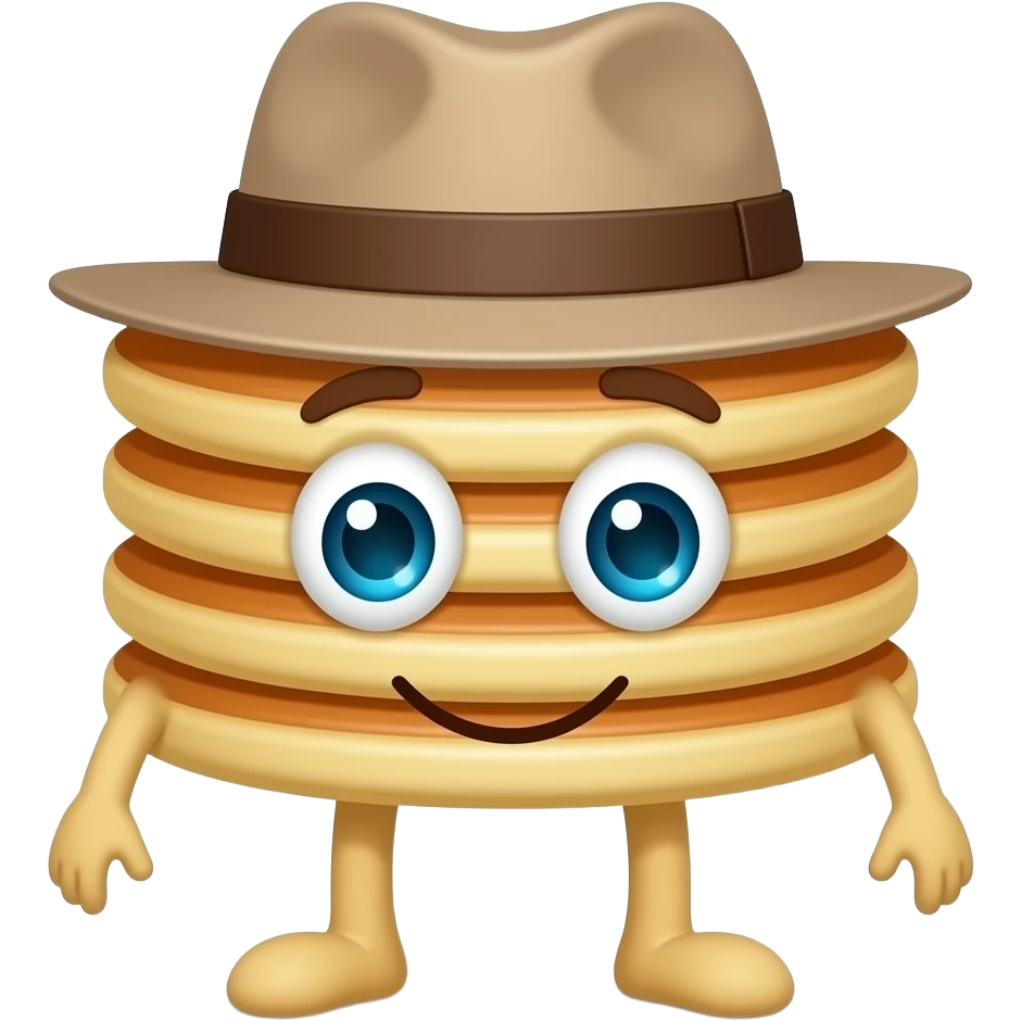 Pancake mit armen Beinen und Hut Augen und Mund emoji