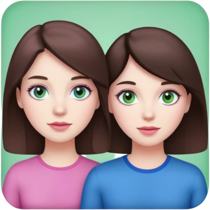 pink polaroid photo of a couple thats white with brunette hair blue and green eyes emoji