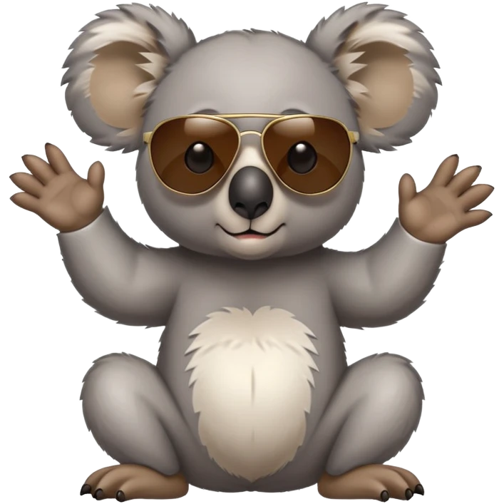 anthropomorphised koala in casual clothing, wearing dark sunglasses, fierce pose different stance emoji