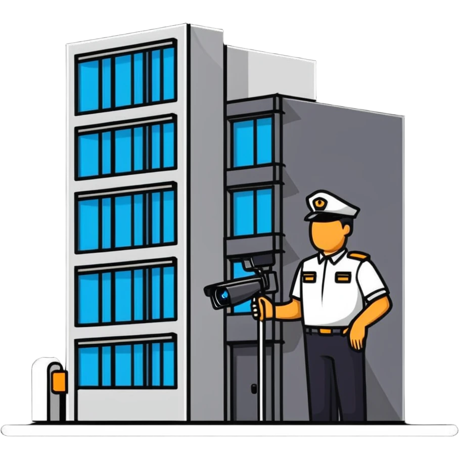 security guard monitoring building cameras emoji