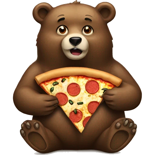 Bear eating pizza emoji