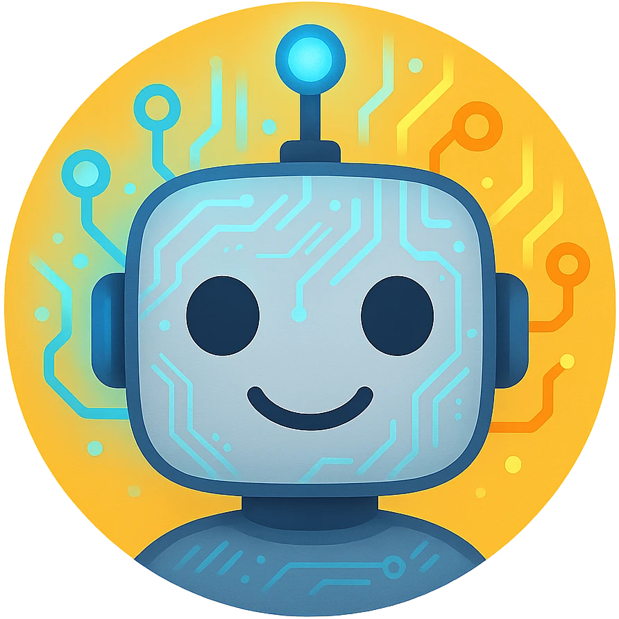 AI service emoji, with a robot face and digital accents emoji