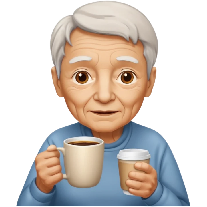 elderly with coffee emoji