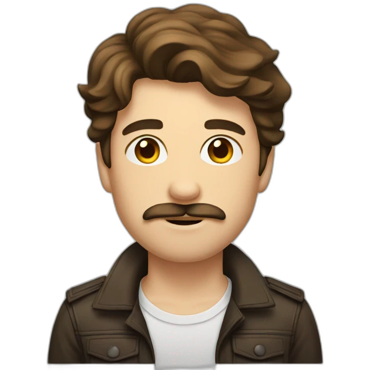Young man with brown hair and mostache emoji