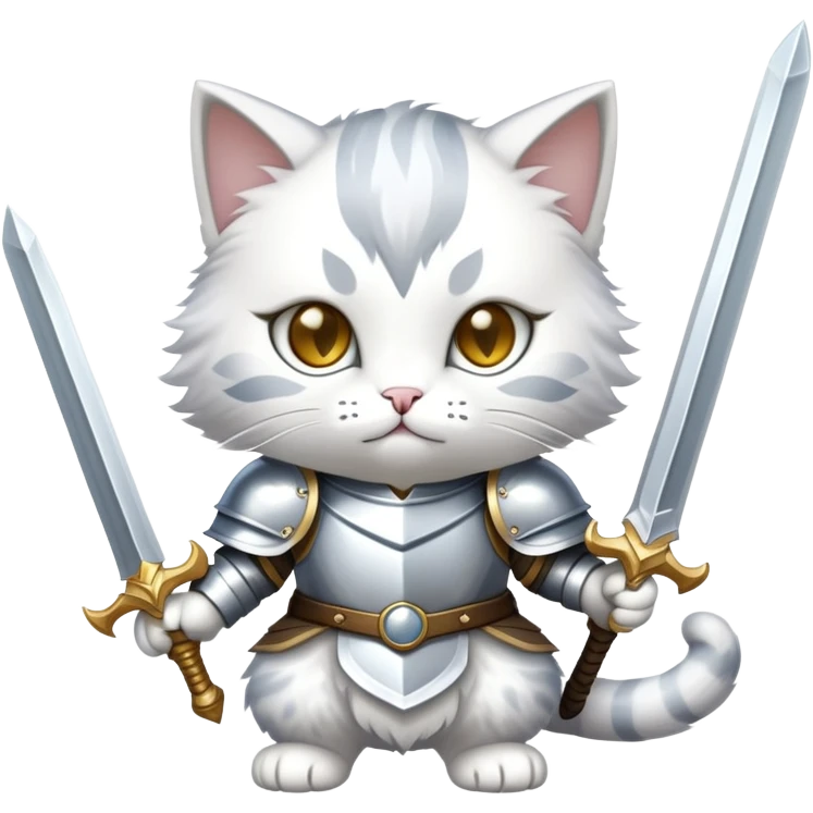 cat dressed as a paladin with shining armor and a holy sword emoji
