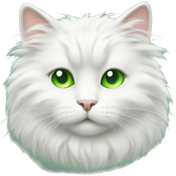 green eyed fluffy white cat emoji