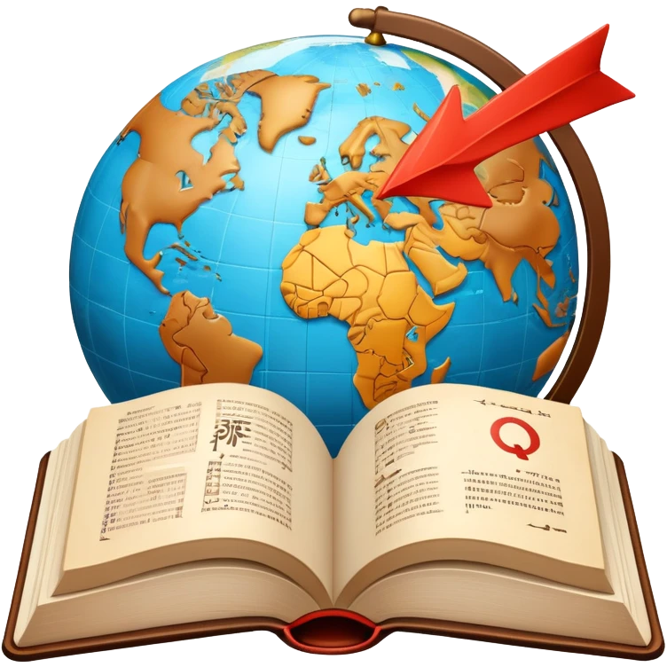 An icon featuring an open book with speech bubbles showing different alphabets—Latin, Cyrillic, Kanji. A globe and translation arrows symbolize global communication and language learning. Transparent background highlights cultural exchange and linguistic diversity. emoji
