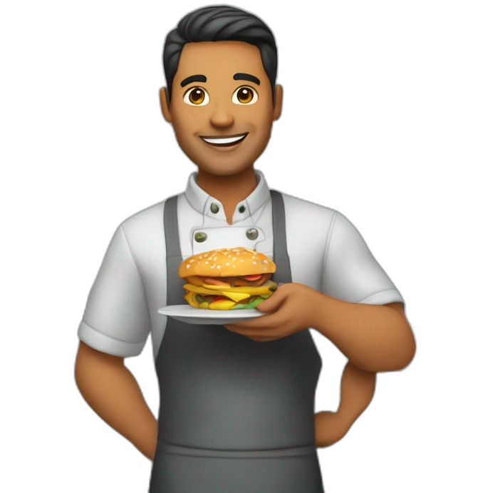 Restaurant Business Owner holding best menu emoji