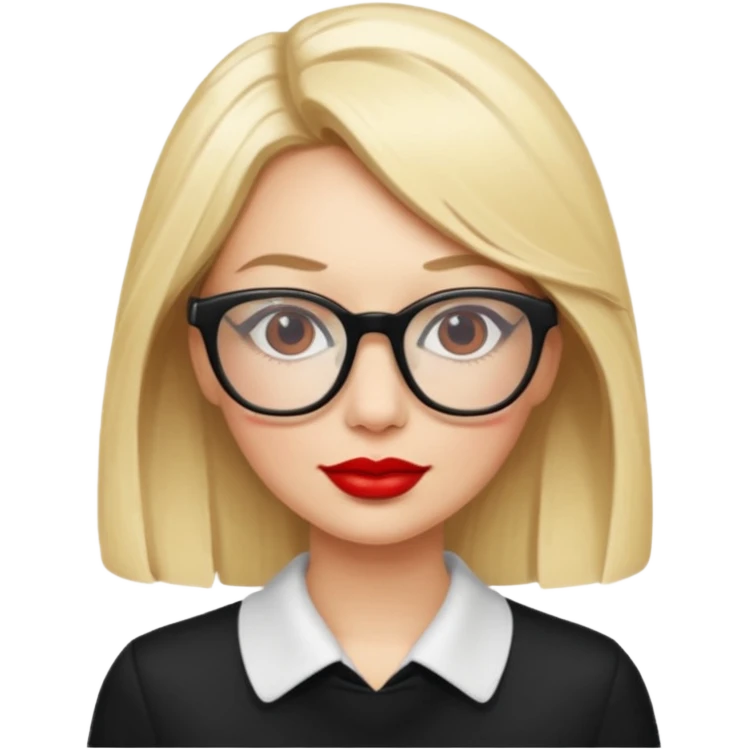 blonde with red lipstick and glasses emoji