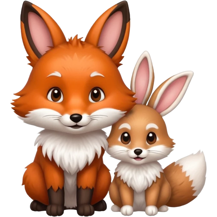 fox and rabbit cute emoji
