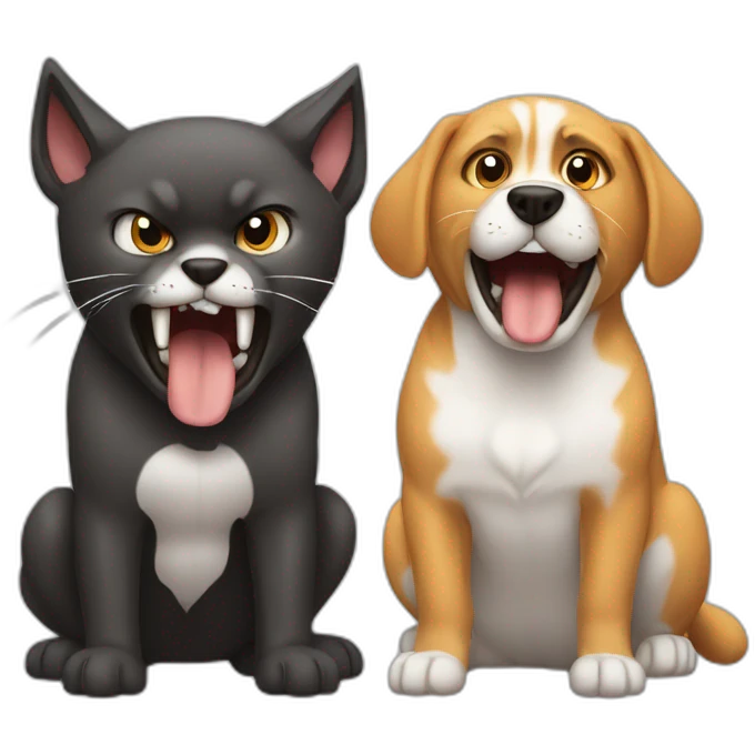 A dog and a cat fighting both are EXTREMELY mad emoji